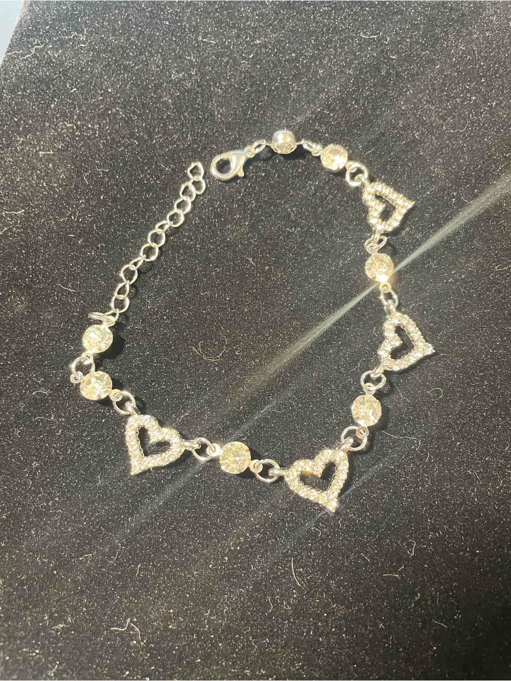 Silver Heart Link Bracelet with Crystal Accents - Elegant Women’s Jewelry